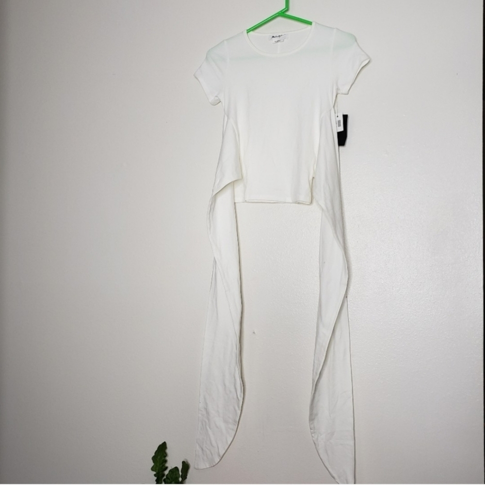 Wrap Tie Criss Cross Top Crop White Unique Bohemian Boutique Womens Extra Long - Picture 2 of 12